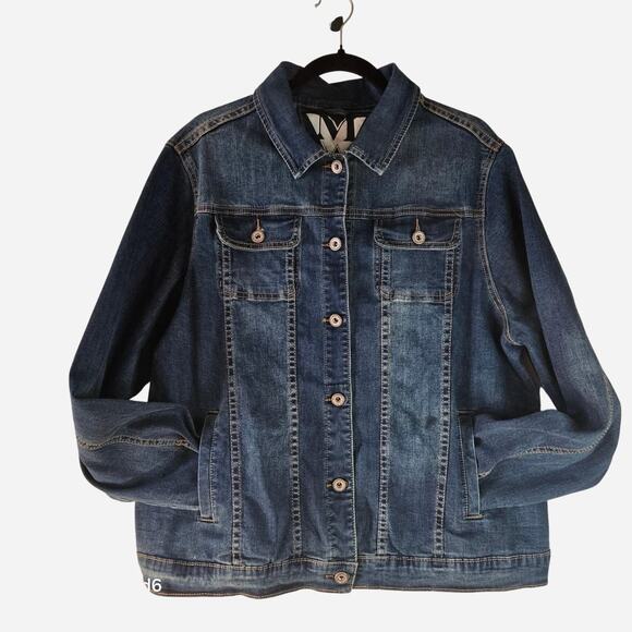 White Mark bedazzled dragon Demin jean jacket size 2xL - Picture 1 of 8